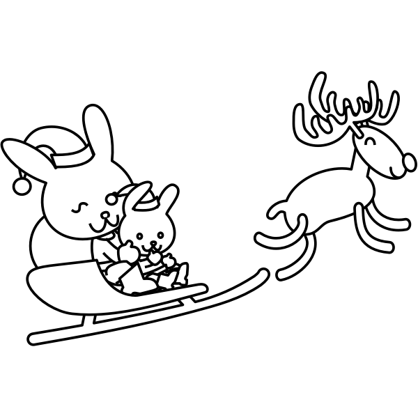 SVG Santa bunny coloring page vector illustration