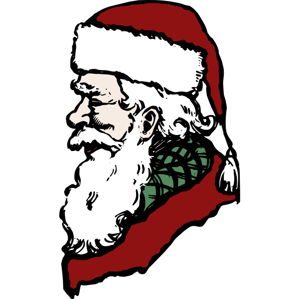 SVG Santa Claus side profile in color vector drawing