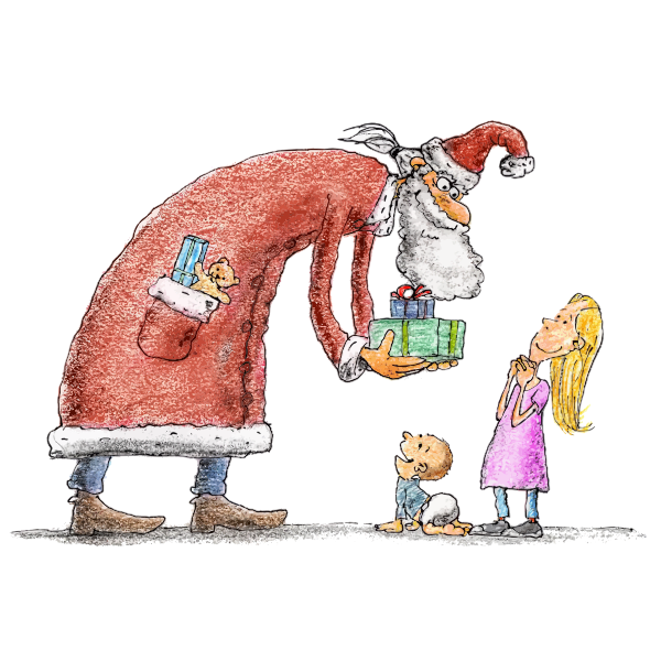SVG Santa giving presents