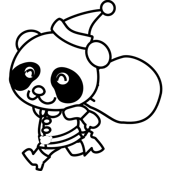 SVG Santa Panda coloring book vector image