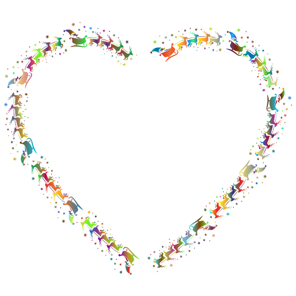 SVG Santa Reindeer Heart Polyprismatic