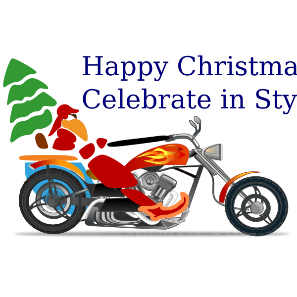 SVG Santa the biker on chopper vector illustration