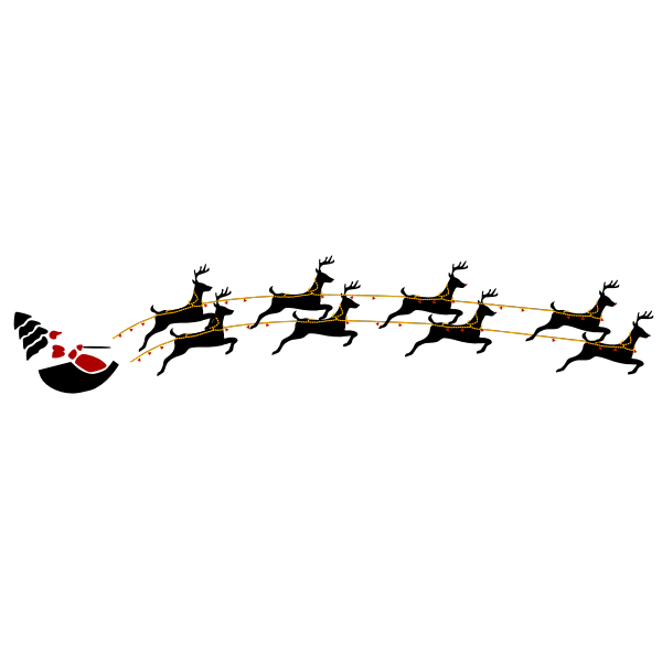 SVG Santa with eight reindeer vector illustration