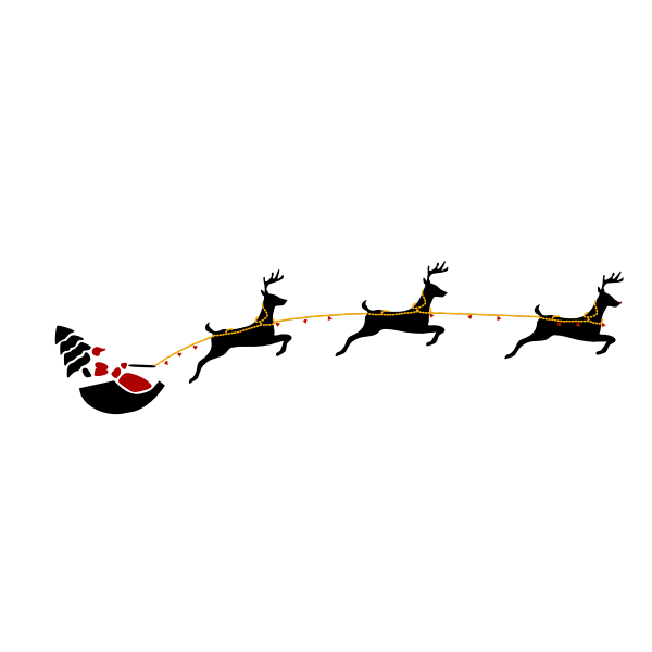 SVG Santa with flying deers vector drawing