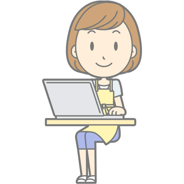 SVG Satisfied housewife with laptop