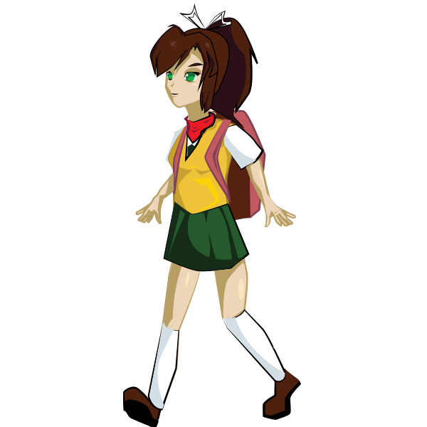 SVG School girl walking
