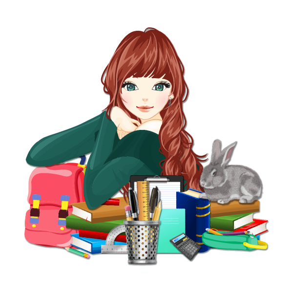 SVG School girl with rabbit