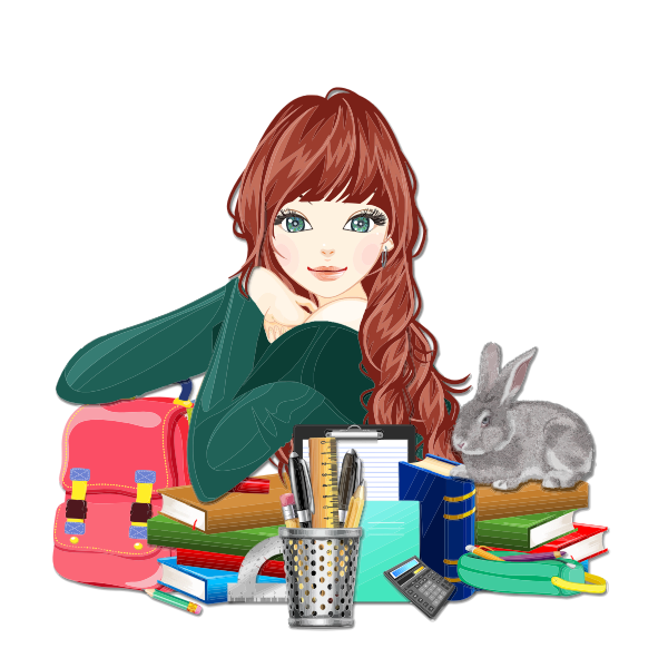 SVG School Girl With Rabbit 2