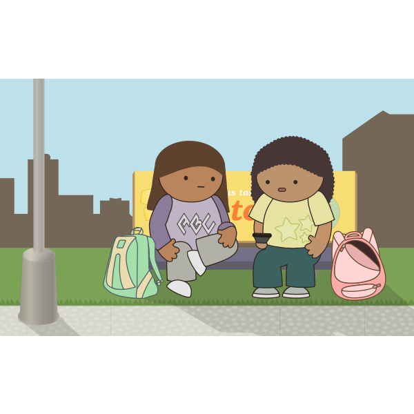 SVG School kids waiting for the bus