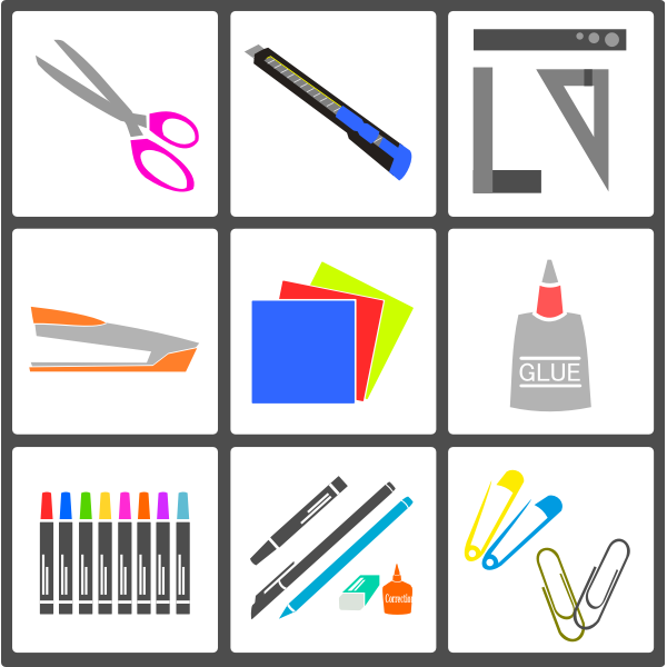 SVG School or office supplies set