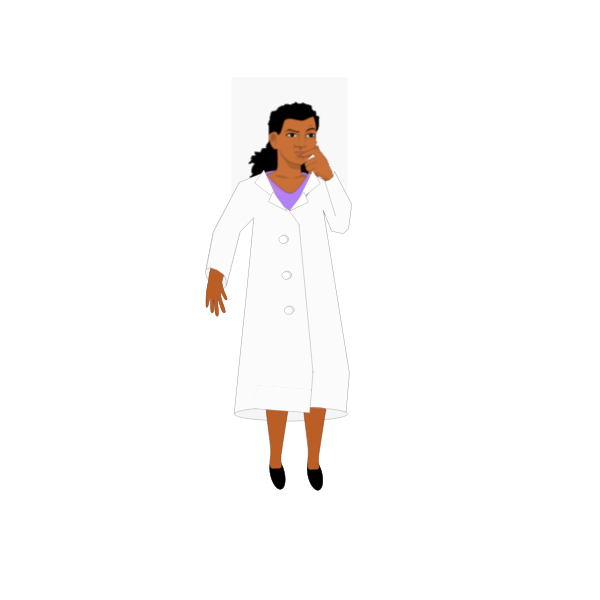 SVG Scientist thinking in white coat vector drawing