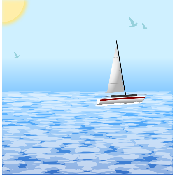 SVG Sea scene with windsurfing boat vector illustration