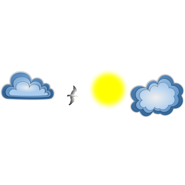 SVG Seagull sun and clouds vector image