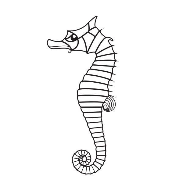 SVG Seahorse silhouette black and white