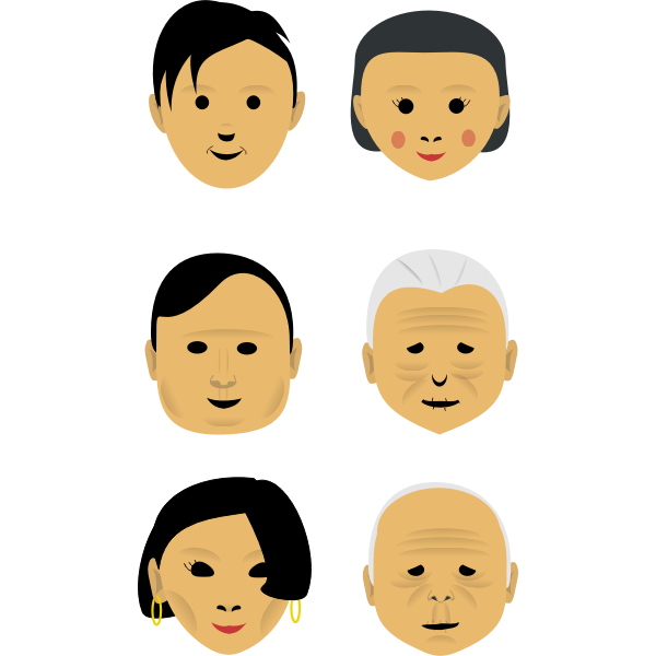 SVG Selection of male and female faces