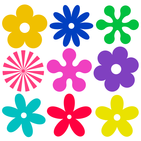 SVG Selection of retro flowers vector graphics