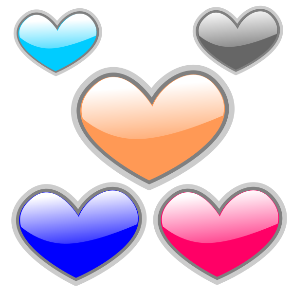 SVG Selection of vector color glossy hearts