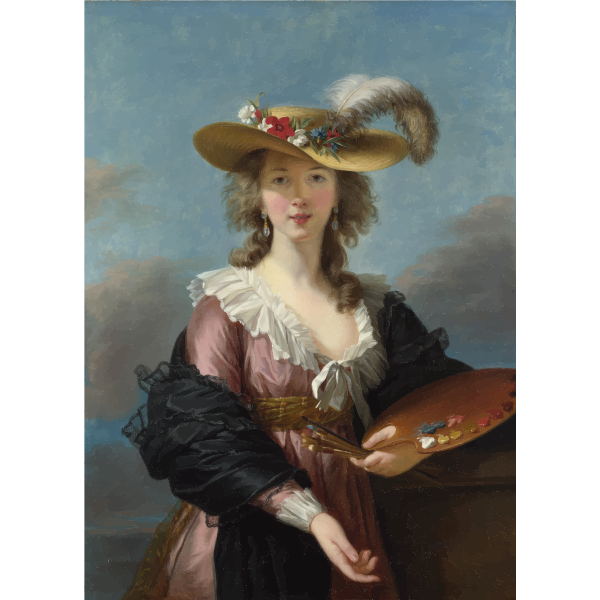 SVG Self portrait in a Straw Hat by Elisabeth Louise Vigee Lebrun