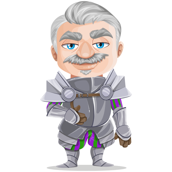 SVG Senior knight warrior in armor without weapons