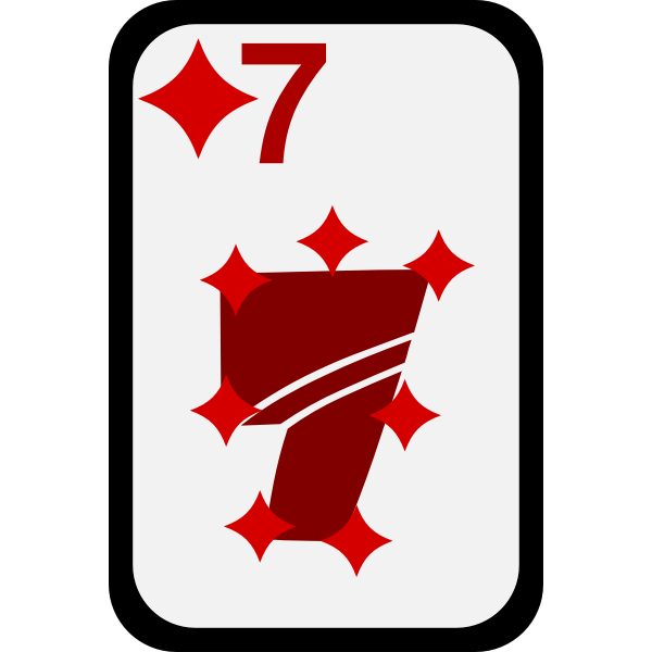 SVG Seven of Diamonds funky playing card vector clip art