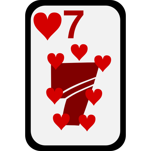 SVG Seven of Hearts funky playing card vector clip art