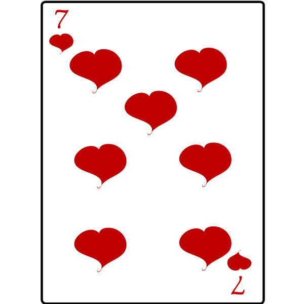 SVG Seven of hearts playing card vector graphics