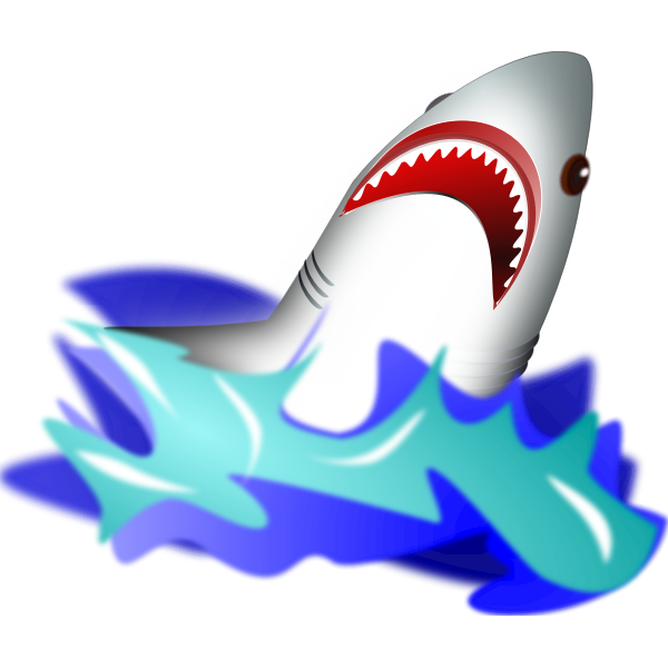 SVG Shark diving out of sea vector drawing