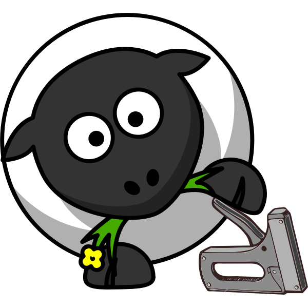 SVG Sheep with a stapler vector drawing