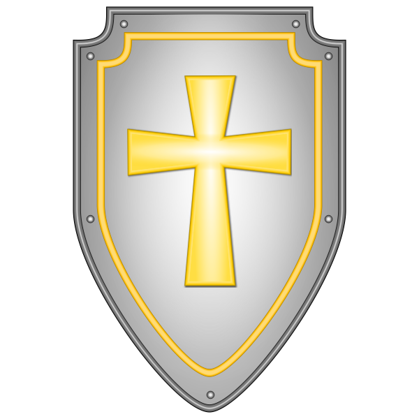 SVG Shiny religious cross shield vector image