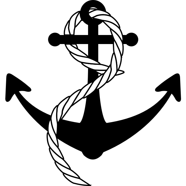 SVG Ship anchor with rope vector image