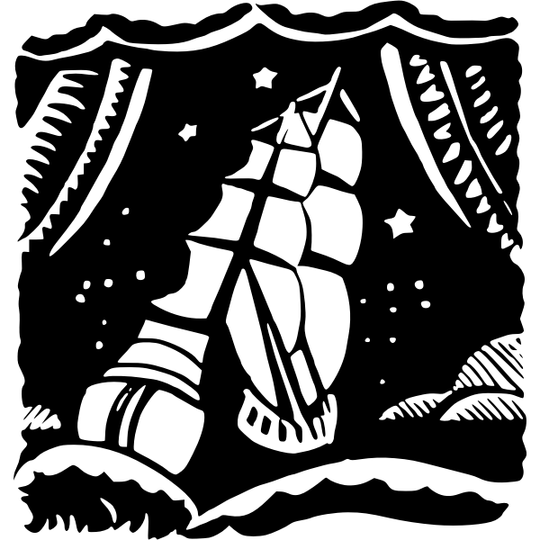 SVG Ship in a starry night