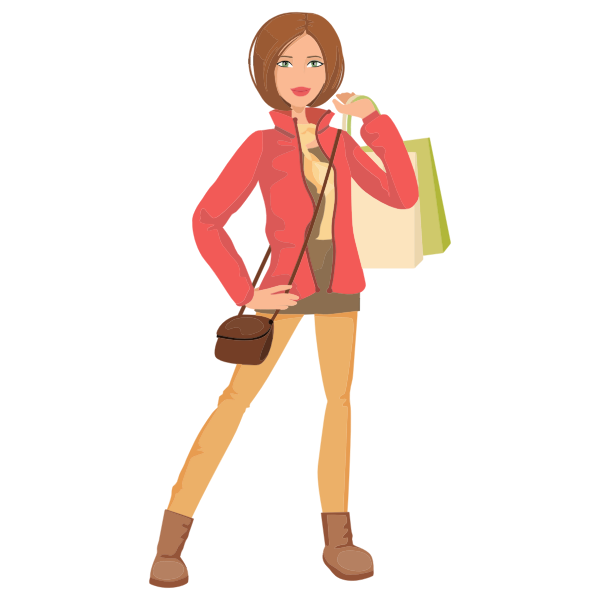 SVG Shopping girl cartoon image