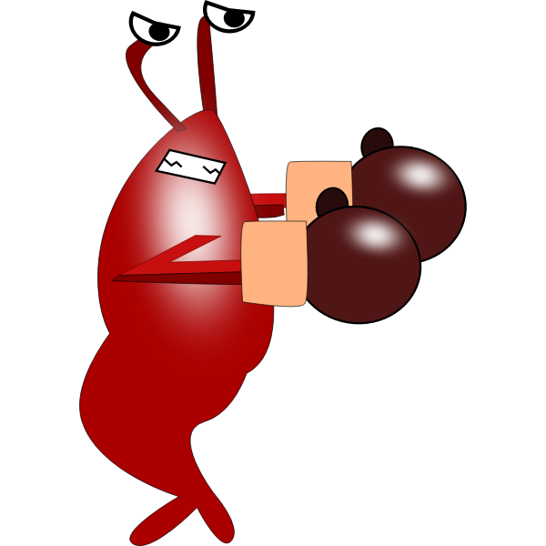 SVG Shrimp with boxing gloves vector drawing