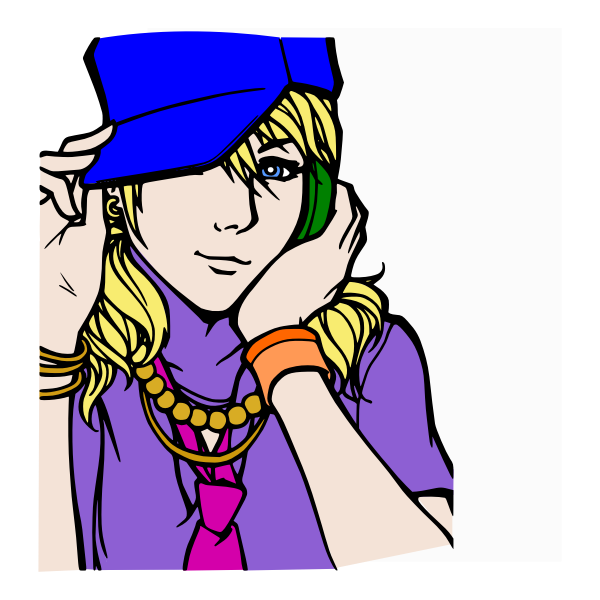 SVG Shy cartoon girl vector illustration