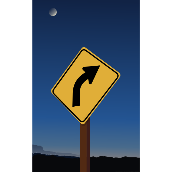 SVG Sign Right Turn Sky OC BW