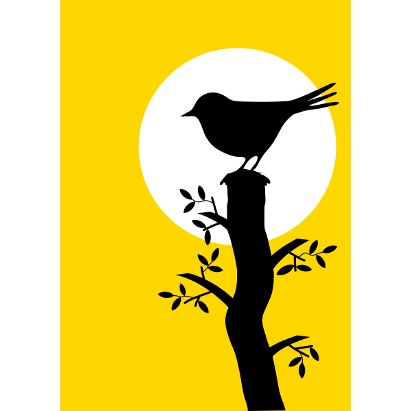 SVG Silhouette image of bird under sunset