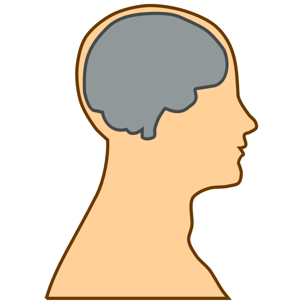 SVG Silhouette of a brain inside a human vector illustration