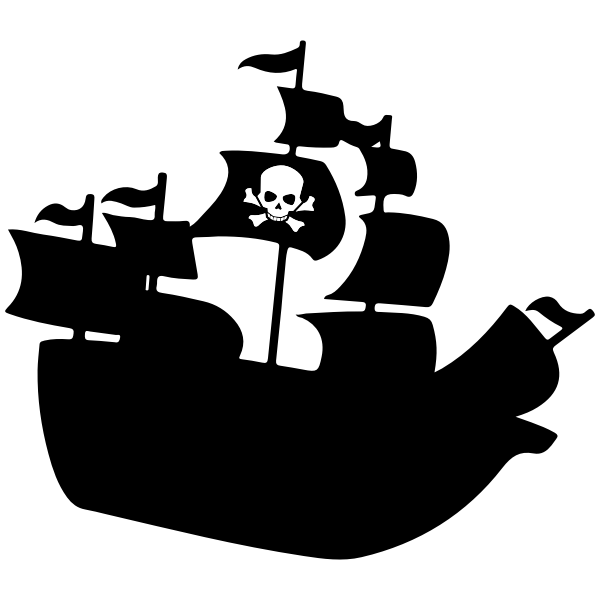 SVG Silhouette of a large pirate ship