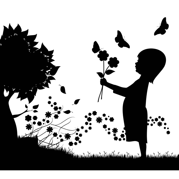 SVG Silhouette of girl with flowers