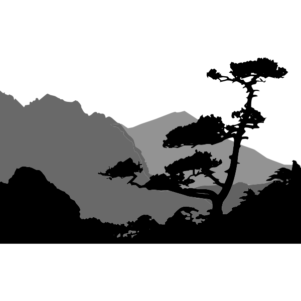 SVG Silhouette of mountain landscape