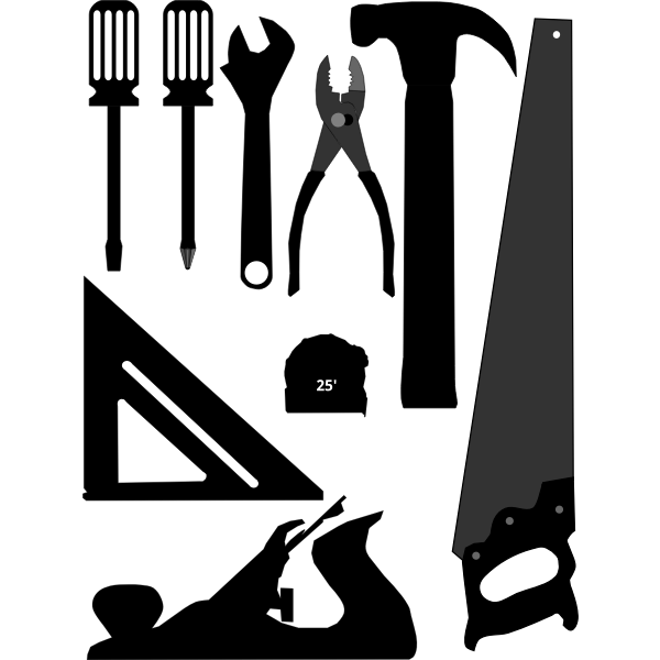 SVG Silhouette vector clip art of selection of tools