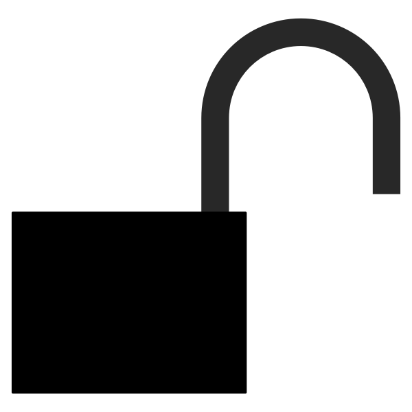 SVG Silhouette vector clip art of unlocked padlock symbol