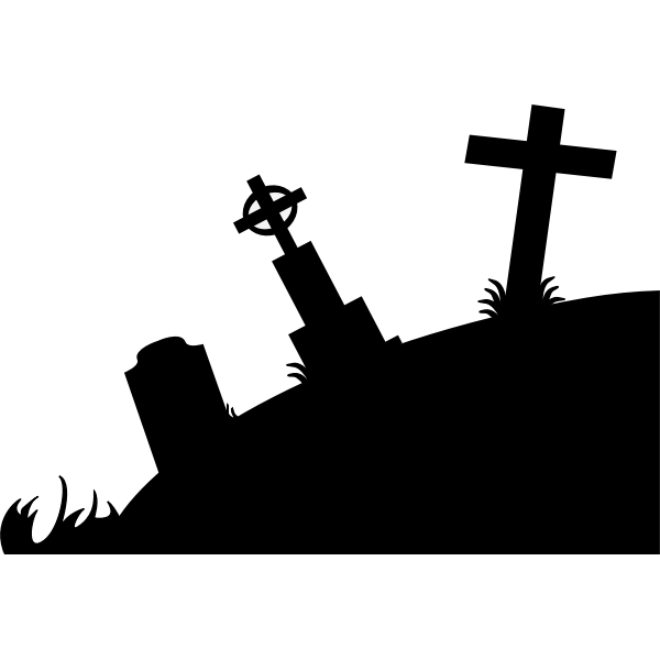SVG Silhouette vector drawing of graveyard