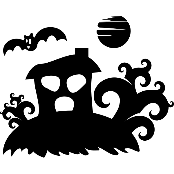 SVG Silhouette vector graphics of spooky house