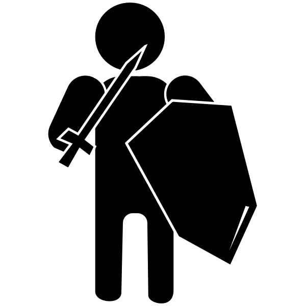SVG Silhouette vector illustration of soldier with armour