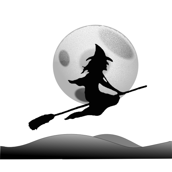 SVG Silhouette vector image of flying witch