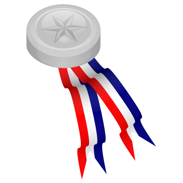 SVG Silver medallion with blue white and red ribbon vector image