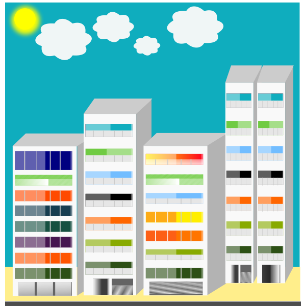 SVG Simple city skyscrapers vector drawing