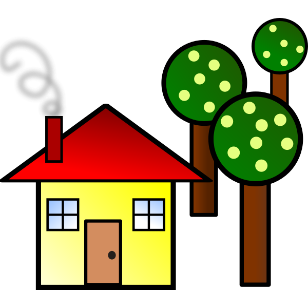 SVG Simple drawing of house with thick white contour and red roof