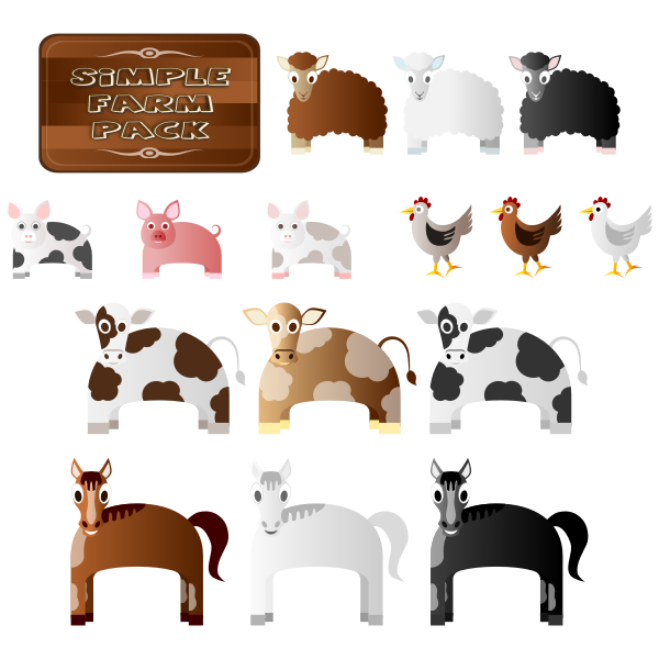 SVG Simple Farm Animals Vector